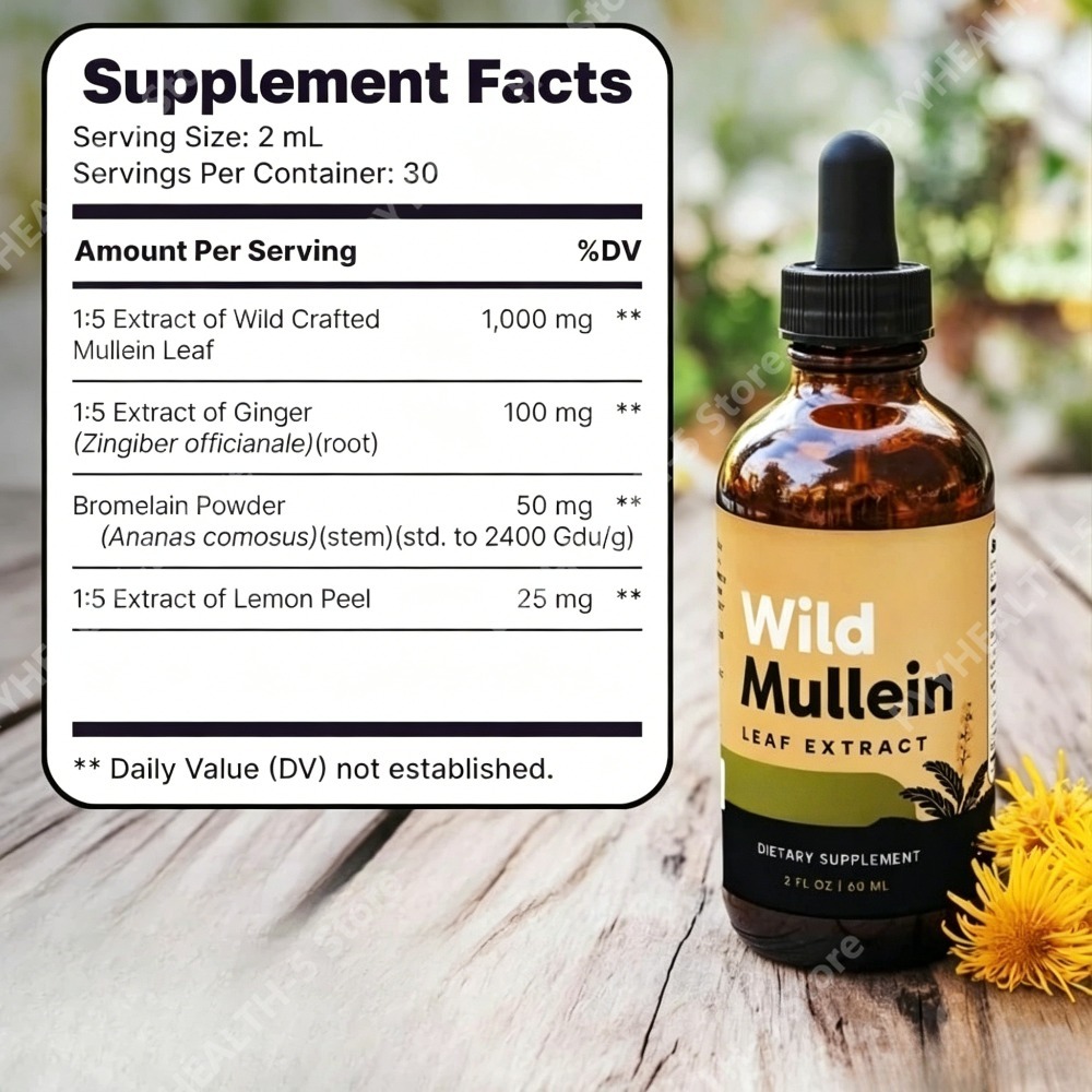 Wild Mullein Leaf Drops with G - Herbal Wellness Supplement ulasan dan harga